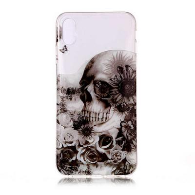 Colored Painting Transparent Soft TPU Back Cover Case for iPhone X / XS - Skull