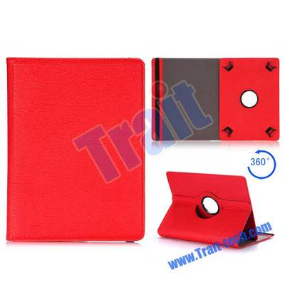 360 Rotatable Stand Folio Style Flip Leather Case for 10 Inch All Tablet PC with Safety Belt (Red) 