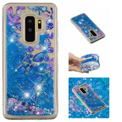 Bling Style Quicksand Anti-Scratch Soft TPU Back Cover Protective Case for Samsung Galaxy S9 - Butterflies