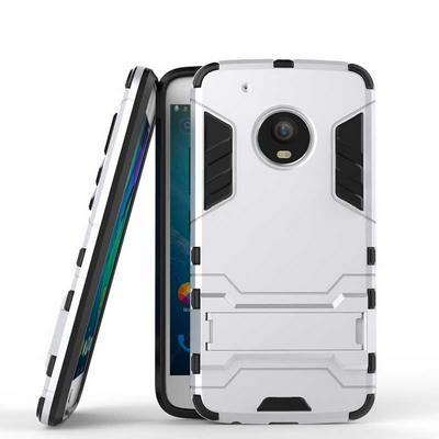 3 in 1 Detachable Hard PC + Soft TPU Hybrid with Stand Back Cover Case for Motorola Moto G5 Plus - Silver
