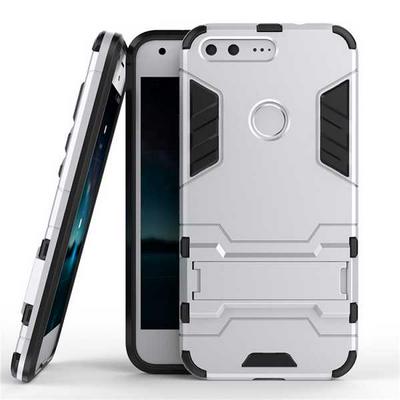 Detachable 2 in 1 Hard PC + TPU Frame with Stand Back Cover Case for Google Pixel - White