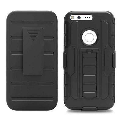 Detachable 3 in 1 Hard PC + Silicone with Kickstand Back Cover Case for Google Pixel XL - Black