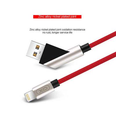 XO-NB15 1 Meter Universal Creative Bend Zinc Alloy Nylon Braided Charging Data Cable for Samsung iPhone - Red