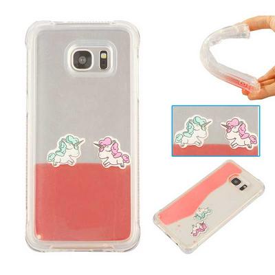 Unicorn Pattern Liquid Series Drop Resistant Transparent Soft TPU Back Cover Protective Phone Case for Samsung Galaxy S7 Edge / G935 - Orange