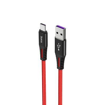 HOCO X22 1m USB to Type-C 5A Quick Charging Data Cable for Samsung Huawei Xiaomi - Red & Black