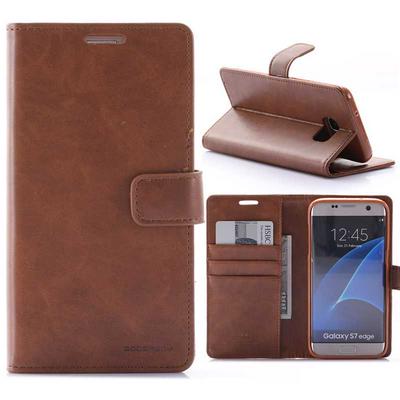 Mercury Blue Moon Series Magnetic Flip Stand Card Holder Wallet Style PU Leather Case for Samsung Galaxy S7 Edge G935 - Coffee