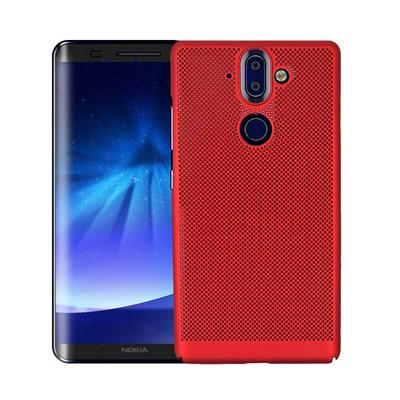 Heat Dissipation Cell Hole Shock Absorption Solid Color Hard PC Back Cover Case for Nokia 9 - Red
