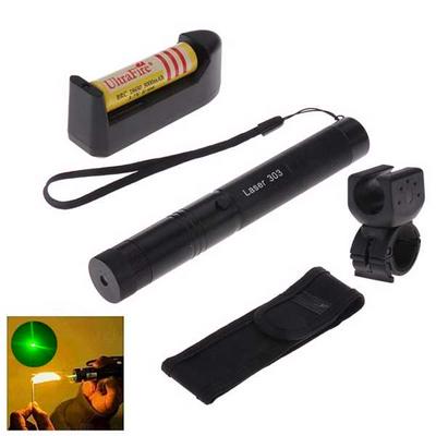 High Quality 532nm Laser 303 Green Lazer Pointer Pen Zoomable Burning Matchs with18650 Battery + Charger+keys