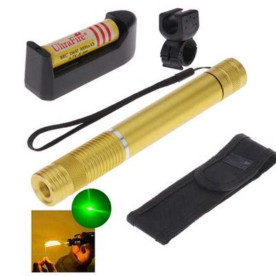 LT - G008 532nm 5mw 18650 Green Laser Pointer Set with Bicycle Handlebar and Battery - Golden