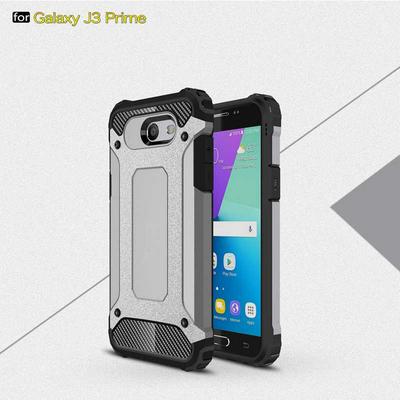 King kong Armor 2 in 1 Detachable Hard PC + Soft TPU Hybrid Back Cover Case for Samsung Galaxy J3 Prime - Grey