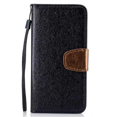 Silk Pattern with Wrist Strap Picture Frame PU Leather + Soft TPU Card Holder with Stand Support Wallet and Magnetic Buckle Case for Samsung Galaxy J3 Prime - Black 