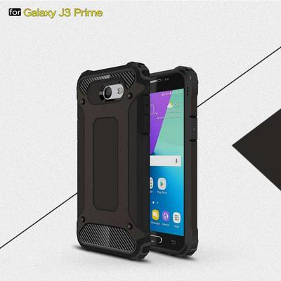 King kong Armor 2 in 1 Detachable Hard PC + Soft TPU Hybrid Back Cover Case for Samsung Galaxy J3 Prime - Black Gold