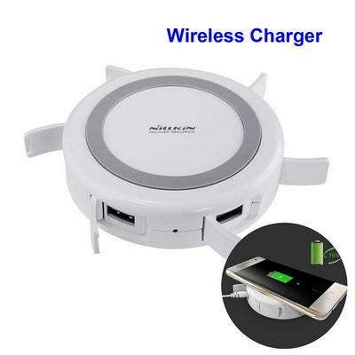 NILLKIN Hermit Multi-function Wireless Charger USB High-speed Transmission for IOS/ Android/ Windows Phone - White
