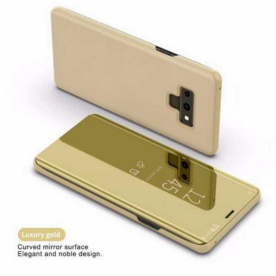 Plating Mirror Magnetic Suction PU Leather + Hard PC with Intelligent Sensor Chip Smart Wake Sleep Flip-Free Answer Phone Stand Case for Samsung Galaxy Note 9 - Luxury Gold