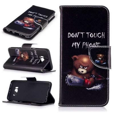 Colored Painting PU Leather + Soft TPU Case with Wallet Card Holder Slots Stand and Magnetic Buckle for Samsung Galaxy S8 / G9500 - Bear