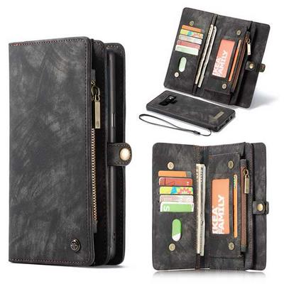 CaseMe 008 Series Folio Zipper Wallet Style Detachable 2 in 1 with Flip Credit Card Slots Holder TPU + PU Leather Cover Case for Samsung Galaxy Note 9 - Black