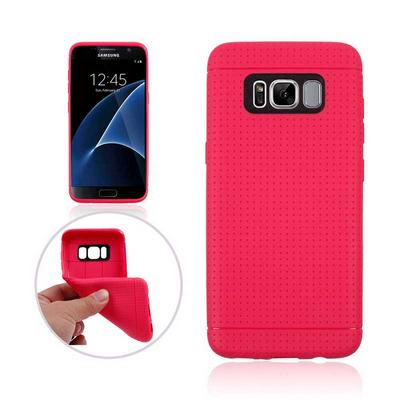 Honeycomb Pattern Solid Color TPU Black Cover Case fo Samsung Galaxy S8 / G9500 - Rose Red