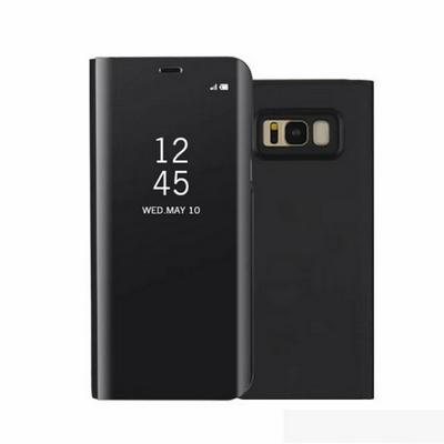 Clear View Cover Magnet Electroplated Mirror Translucent PU Leather + PC Flip Case for Samsung Galaxy S8 / G9500 - Black