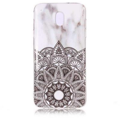 Painted Marble Pattern Anti-Scratch Soft TPU Back Cover Protective Case for Samsung Galaxy J3 (2018) / J3 Star - Black Flower Pattern