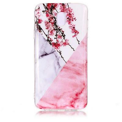 Painted Marble Pattern Anti-Scratch Soft TPU Back Cover Protective Case for Samsung Galaxy J3 (2018) / J3 Star - Pink Flowers
