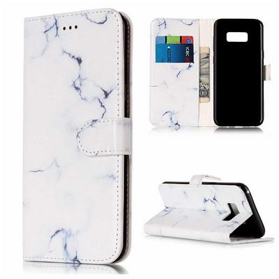 Colored Painting TPU + PU Leather Case with Wallet Style Magnetic Flip Card Holder Slot for Samsung Galaxy S8 / G9500 - White