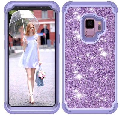 Armor Bling Style 3 in 1 Detachable Shockproof PC Front Bumper + Soft Silicone + PC Back Hybrid Back Cover Protective Case for Samsung Galaxy S9 - Violet