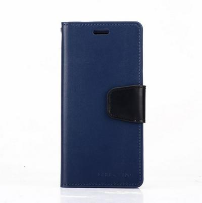 Mercury Goospery Sonata Diary Series Side Flip PU Leather + Soft TPU Card Slot with Magnetic Buckle and Stand Wallet Protective Case for Samsung Galaxy S9 - Navy Blue