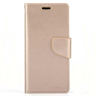 Mercury Goospery Bravo PU Leather + TPU Back Cover Case with Card Holder Wallet and Stand for Samsung Galaxy S9 - Gold