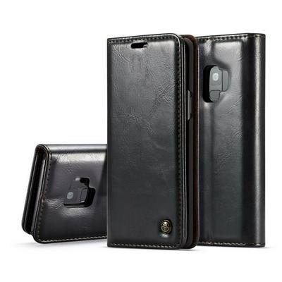 CaseMe 003 Series Card Holder Wallet Style with Stand and Magnetic Flip PU Leather + PC Cover Case for Samsung Galaxy S9 - Black