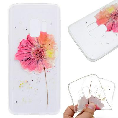 Color Painted Transparent Soft TPU Back Cover Protective Phone Case for Samsung Galaxy S9 - Flower