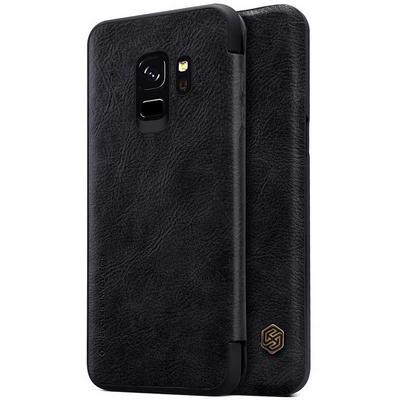 Nillkin Qin Series Ultra Thin Side Flip PU Leather + Hard PC with Card Slot Protective Case for Samsung Galaxy S9 - Black