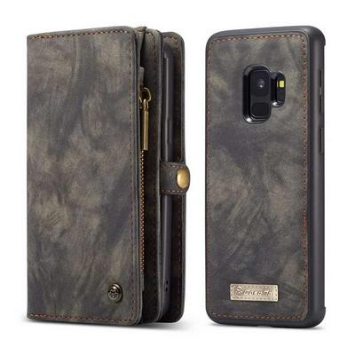 CaseMe 008 Series Folio Zipper Wallet Style Detachable 2 in 1 with Flip Credit Card Slots Holder TPU + PU Leather Cover Case for Samsung Galaxy S9 - Black