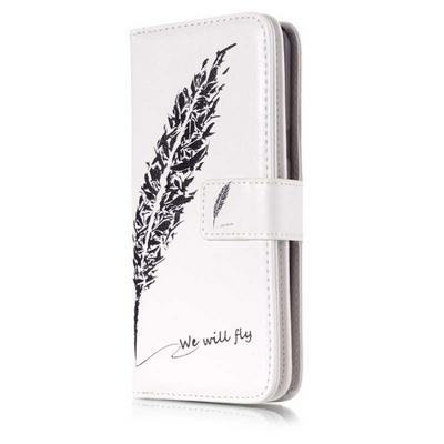 Colored Painting PU Leather + TPU Back Cover Case with Card Holder Wallet and Stand for Samsung Galaxy S9 - Feather