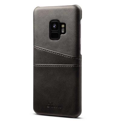 Card Holder Slots PU Leather Coated PC Back Cover Protective Case for Samsung Galaxy S9 - Black