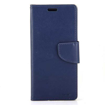 Mercury Goospery Bravo PU Leather + TPU Back Cover Case with Card Holder Wallet and Stand for Samsung Galaxy S9 - Navy Blue