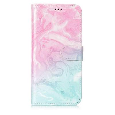 Marble Pattern Colored Painting PU Leather + TPU Back Cover Case with Card Holder Wallet and Stand for Samsung Galaxy S9 Plus - Green