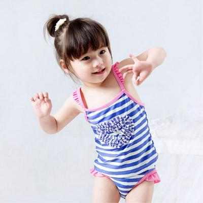 Stripe Peach Heart Fashion Children Girls Beach Hot Spring 2 in 1 Split Top + Briefs Summer Swinsuit Set for 1-6 Years Old - Purple