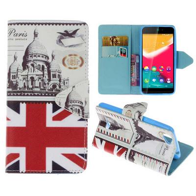 Wallet Style PU Leather + Soft TPU Card Holder with Stand and Magnetic Buckle Case for Wiko Rainbow Jam - The United Kingdom
