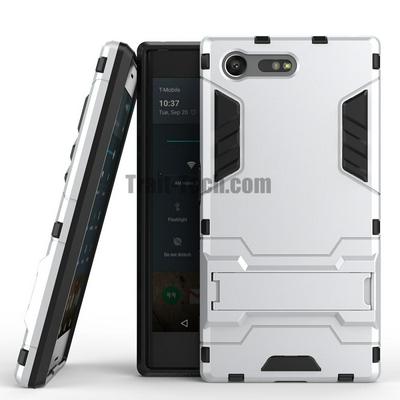 Detachable 3 in 1 Hard PC + TPU with Kickstand Hybrid Back Cover Case for Sony Xperia X compact F5321/ X Mini - Silver