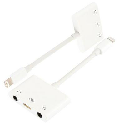 8 Pin Female & Dual 3.5mm Female to 8 Pin Male Audio Adapter for iPhone X / 8 / 7 Plus / 6S Plus / iPad - White