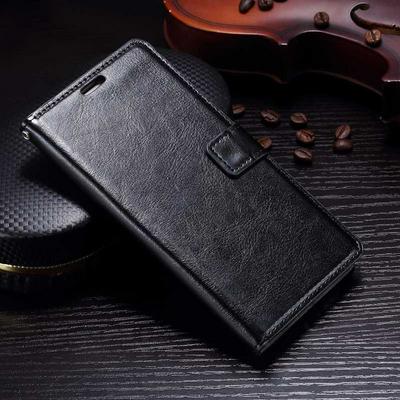 Oil Edge Crazy Horse Pattern Solid Color Side Flip PU Leather + Soft TPU Card Slots with Picture Frame and Stand Wallet Case for Huawei Mate 10 Pro - Black