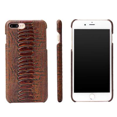 Cowhide Genuine Leather Coated PC Back Cover Case for iPhone 7 Plus / 8 Plus - Amber Pattern