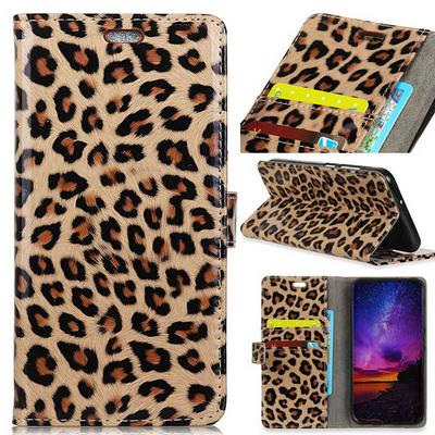Colored Painting Wallet Style Magnetic Flip Stand TPU+ PU Leather Case for Sony Xperia XZ2 - Leopard