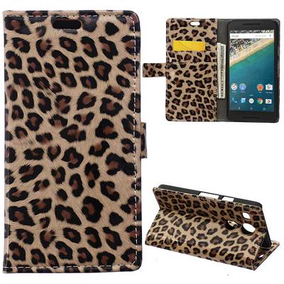 Leopard Pattern Wallet Style Magnetic Flip Stand PU Leather Case for Huawei Nexus 5X