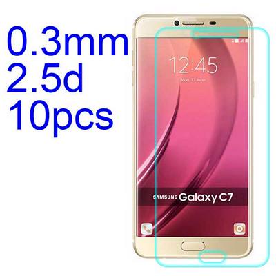 10Pcs 0.3mm 2.5D AGC Material Tempered Glass with Toyo Glue Electroplating Fingerprint Coating Screen Protector for Samsung Galaxy C7 