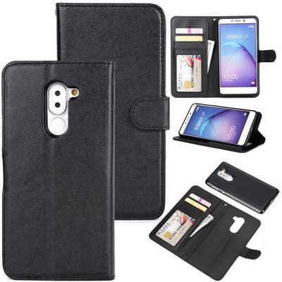 Wallet Style PU Leather + Detachable Soft TPU Card Slots with Stand and Photo Frame Case for Huawei Honor 6x (2016) - Black