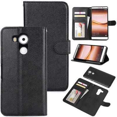 Wallet Style PU Leather + Detachable Soft TPU Card Slots with Stand and Photo Frame Case for Huawei Mate 8 - Black