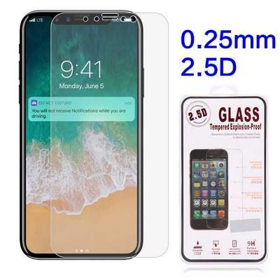 Anti Scratch 0.25mm 2.5D Arc 4D Full Screen Transparent Tempered Glass Screen Protector Film for iPhone X