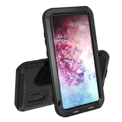 3 in 1 Hybrid Protective Case for Samsung Galaxy Note 10+, LOVE MEI Heavy Duty Metal Bumper Case
