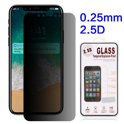 Anti-Peeping Anti Scratch 0.25mm 2.5D Arc Edge Tempered Glass Screen Protector Film for iPhone X